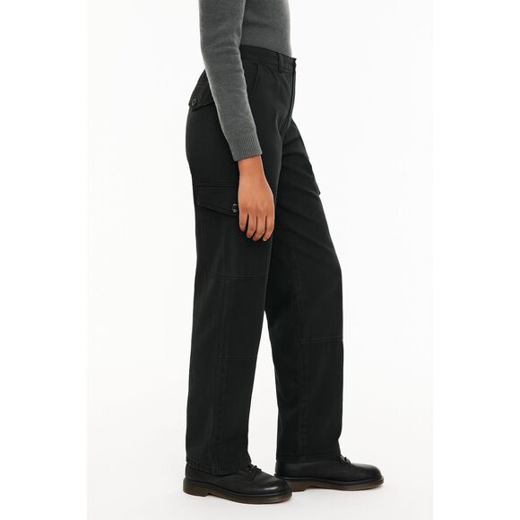 Wilfred Free Black Cargo Pants Women Size 6 Modern Utility Straight Leg Twill - Picture 1 of 11